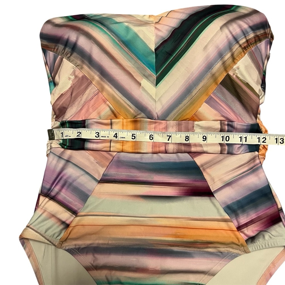 La Blanca Ocean Tide Colorful Striped Halter/Strapless One Piece Swimsuit Girly - Picture 10 of 11